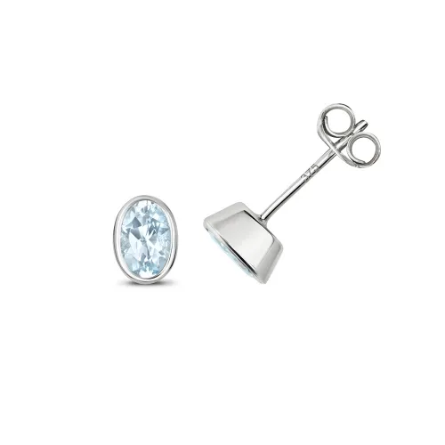 Aquamarine Oval Stud Earrings